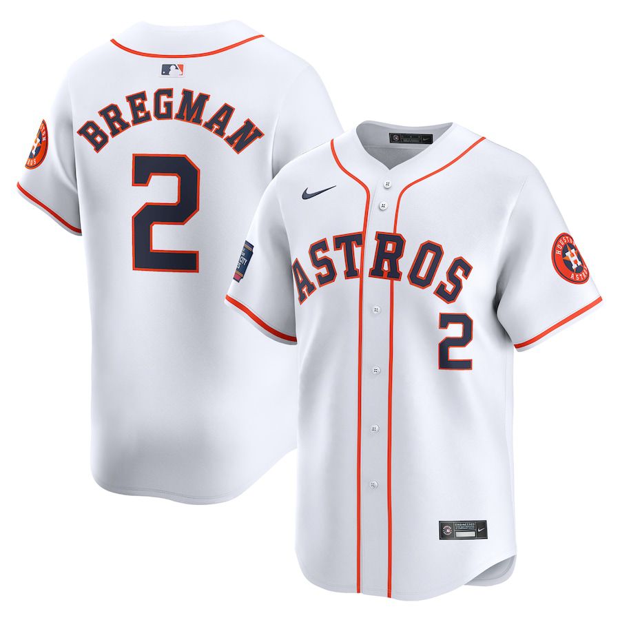 Men Houston Astros #2 Alex Bregman Nike White 2024 MLB World Tour Mexico City Series Home Limited Player Jersey
